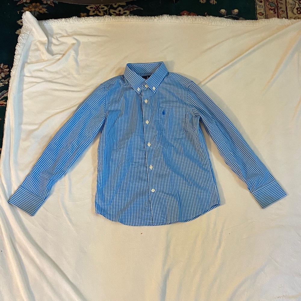 johnnie-O Blue Checkered Kids Button Down Shirt